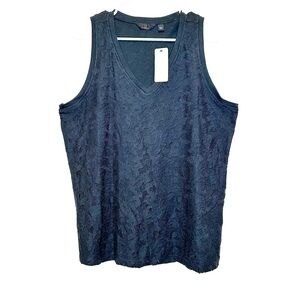 NWT by Giuliania Navy Lace Tank Top Cotton & Modal Blend